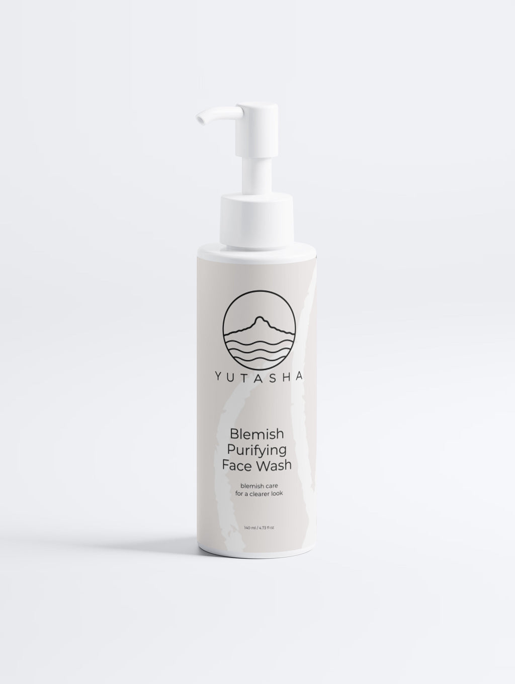 YUTASHA Kai Purifying Face Wash in a beige pump bottle for blemish-prone skin with a minimalist design