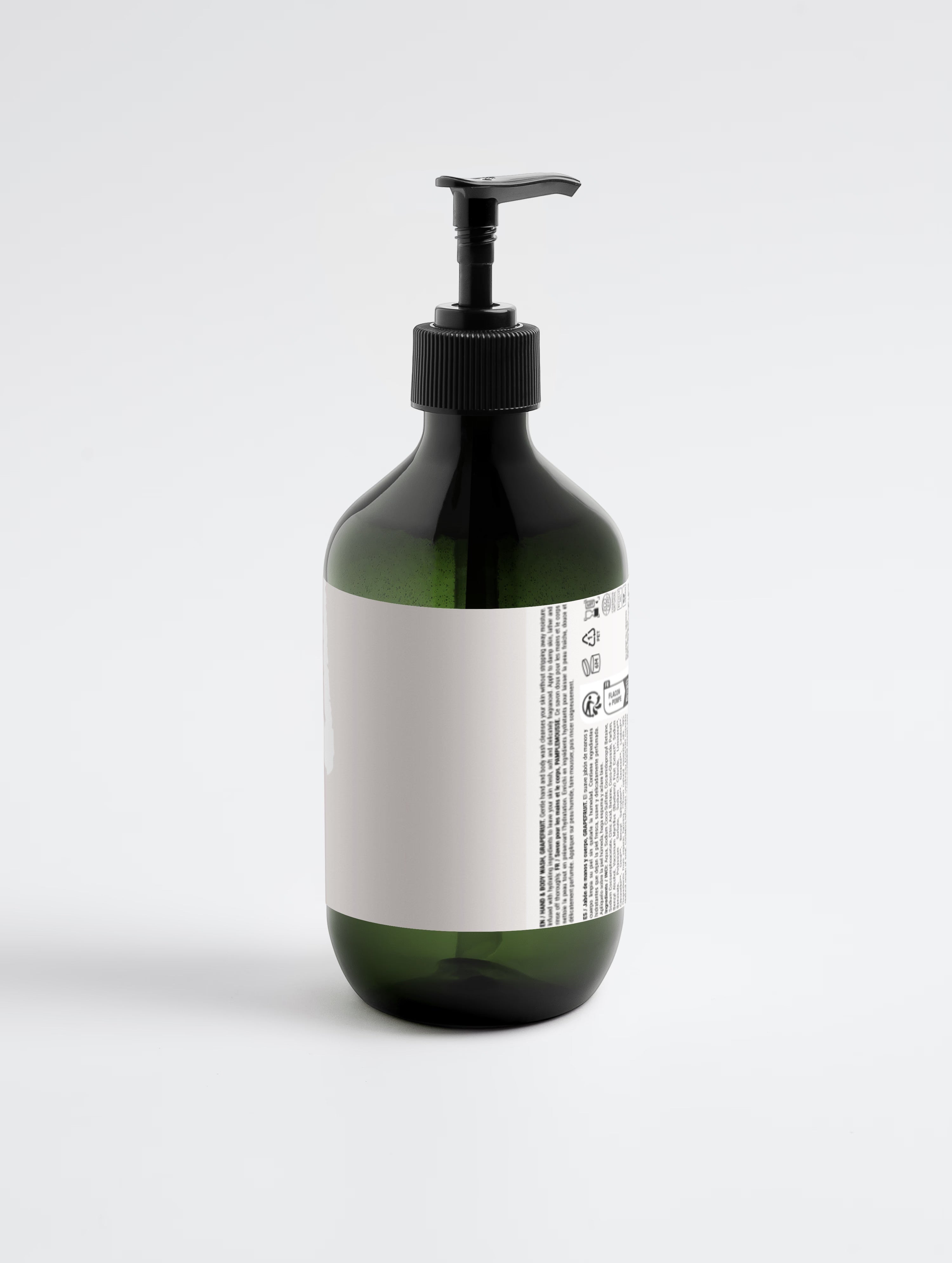 YUTASHA Natsu Body Wash in a dark green glass pump bottle with a minimalist white label on a clean white background.